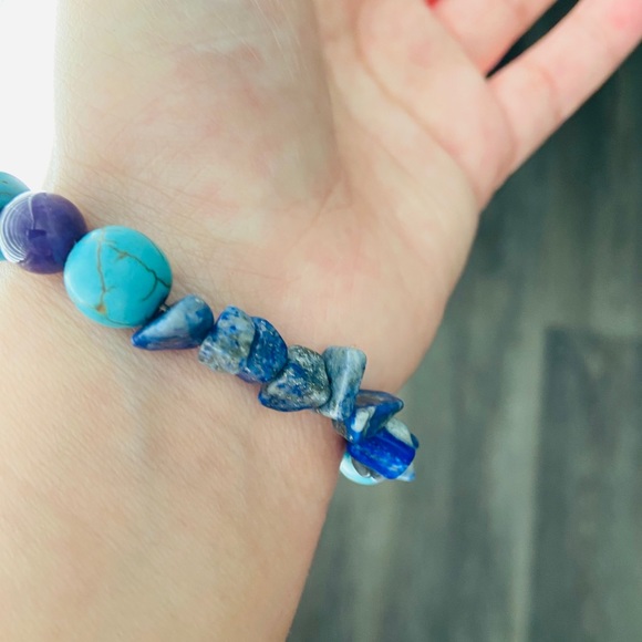 Home made crystal bracelet turquoise, jade - Picture 4 of 5